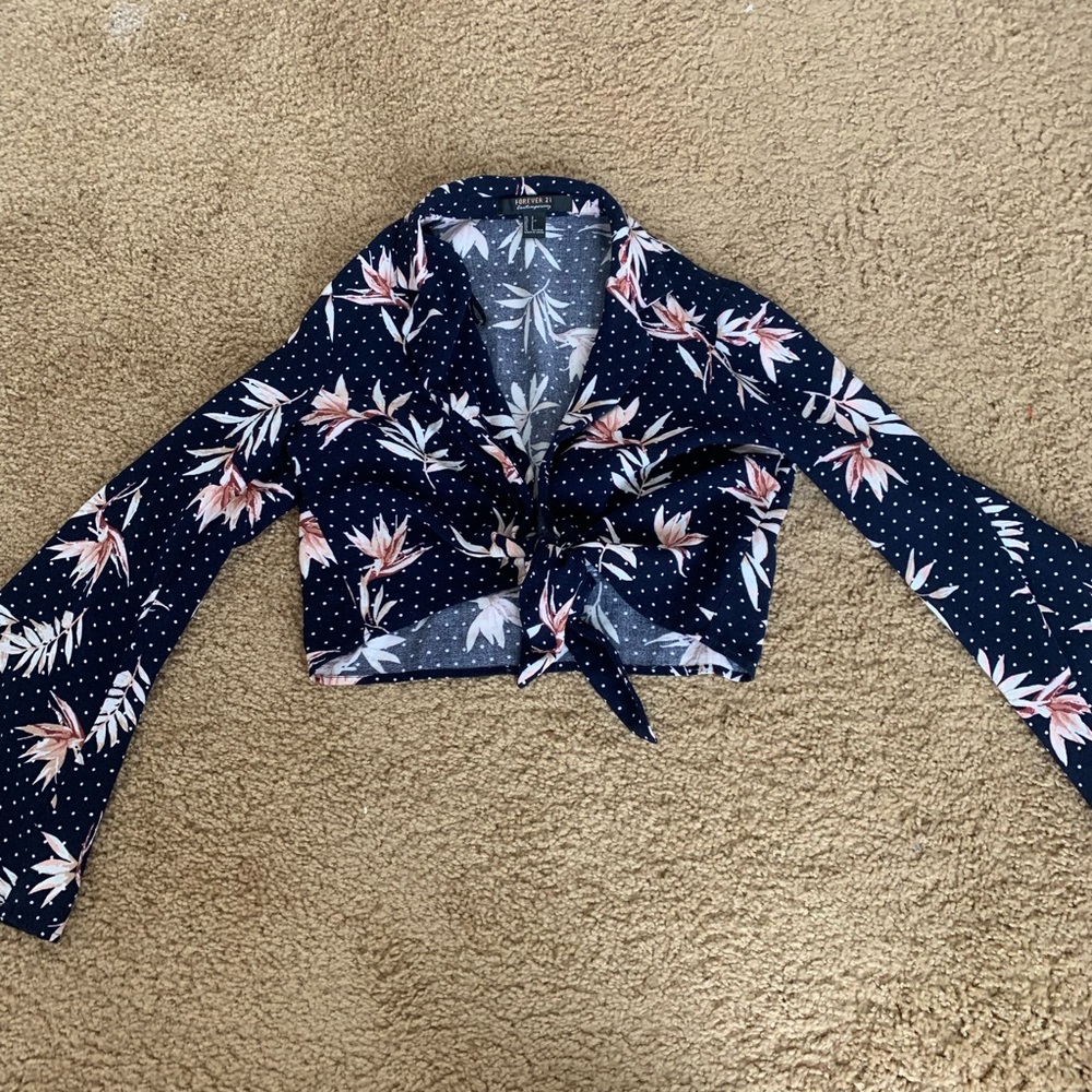 forever 21 tie front blouse